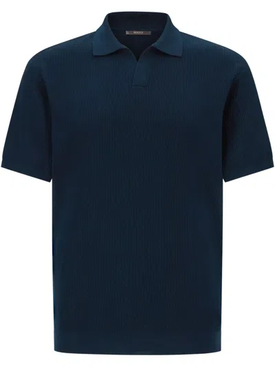 Boggi Milano Knitted Polo Shirt In Blue