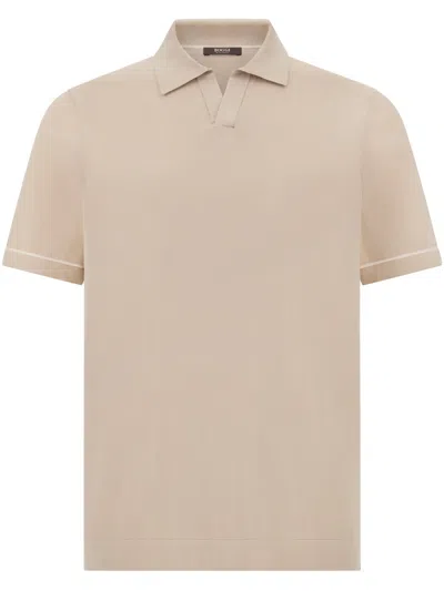 Boggi Milano Knitted Polo Shirt In Brown