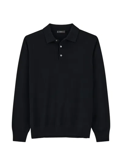 Boggi Milano Ens Polo-collar Regular-fit Merino Wool Jumper Black