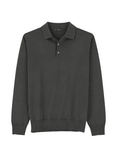 Boggi Milano Ens Polo-collar Regular-fit Merino Wool Jumper Military Green In Gray