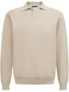 Boggi Milano Open Neck Knitted Polo Shirt In A Cotton Blend In Neutrals