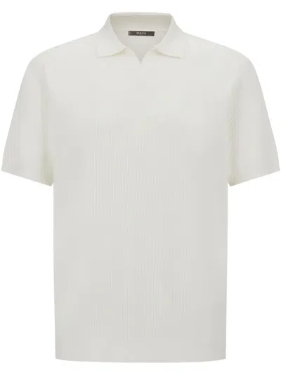 Boggi Milano Knitted Polo Shirt In White