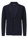Boggi Milano Knitted Wool Single-breasted Blazer In Blue