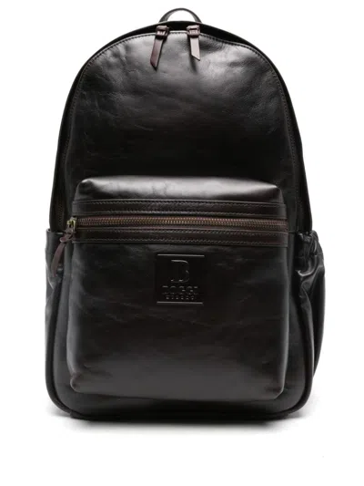 Boggi Milano Leather Backpack In Brown