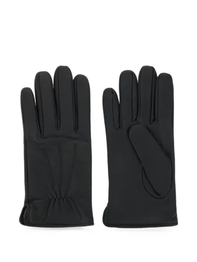 Boggi Milano Leather Gloves In Black