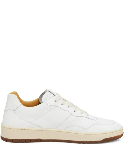 Boggi Milano Tumbled Leather Trainers. In Neutrals