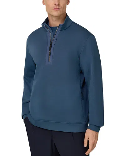 Boggi Milano Lightweight Scuba Half Zip Sweatshirt In Blue