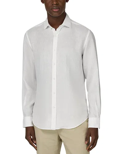 Boggi Milano Linen Button Front Shirt In Gray