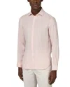 Boggi Milano Linen Button Front Shirt In Pink