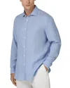 Boggi Milano Linen Button Front Shirt In Blue
