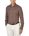 Boggi Milano Linen Button Front Shirt In Brown