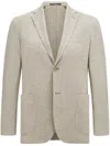 Boggi Milano B Jersey Linen And Cotton Herringbone Jacket In Neutrals