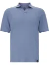 Boggi Milano Linen Jersey Polo Shirt In Blau