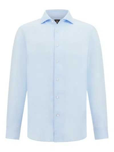 Boggi Milano Linen Shirt In 蓝色