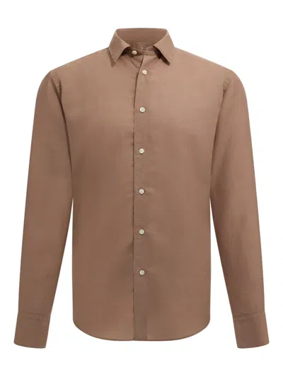 Boggi Milano Linen Shirt In Brown