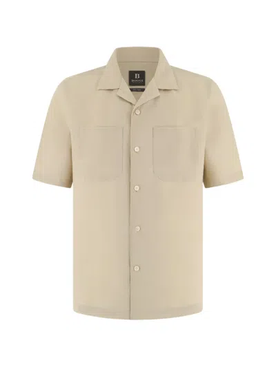 Boggi Milano Linen Short-sleeve Shirt In Neutral