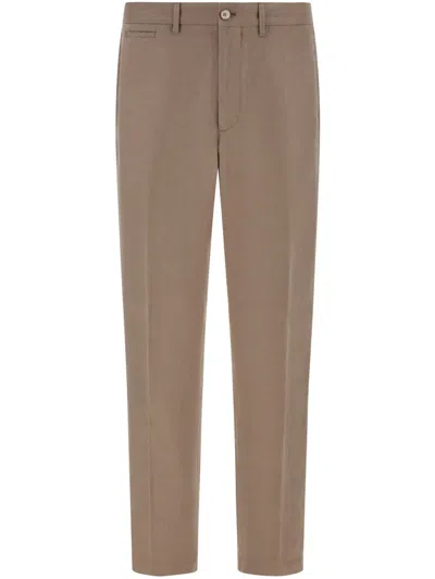 Boggi Milano Linen Trousers In Brown