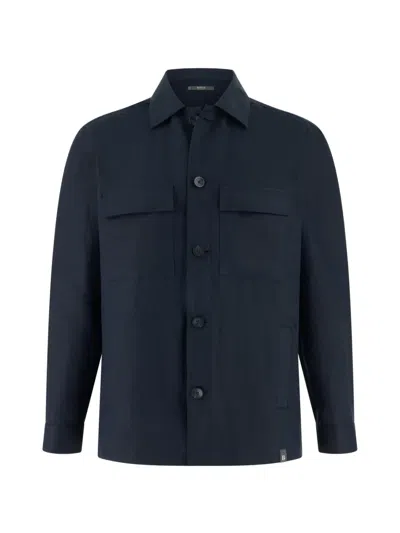 Boggi Milano Link Closed-collar Shirt Jacket In Blue
