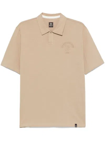 Boggi Milano Logo-embossed Polo Shirt In Braun