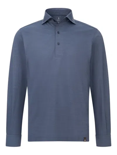 Boggi Milano Long-sleeve Polo Shirt In Blue