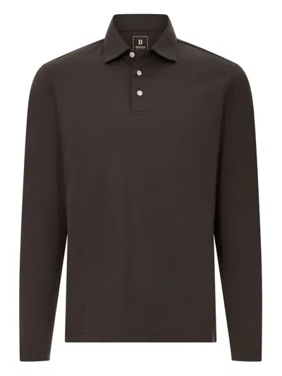 Boggi Milano Long-sleeve Polo Shirt In Brown