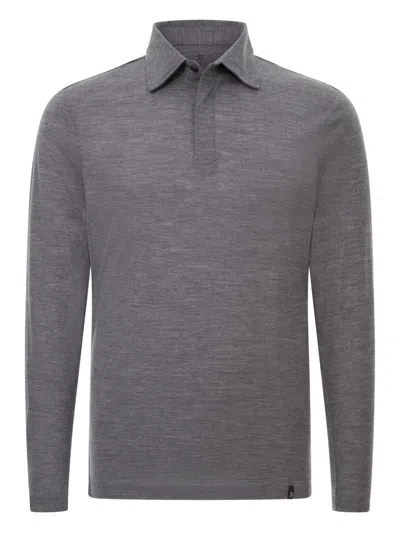 Boggi Milano Long-sleeve Polo Shirt In Gray
