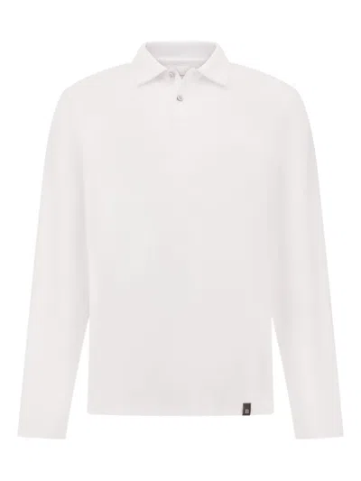 Boggi Milano Long-sleeve Polo Shirt In White
