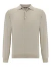 Boggi Milano Ens Sand Long-sleeve Knitted Merino-wool Polo Shirt Xxl In Neutral