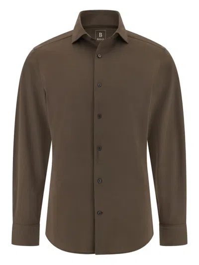 Boggi Milano Long-sleeve Shirt In Brown