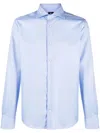 Boggi Milano Long-sleeved Cotton Shirt In Blue