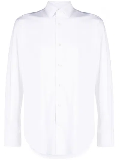 Boggi Milano Long-sleeved Stretch Shirt In White