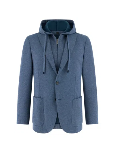 Boggi Milano Madison Detachable-hood Blazer In Blue