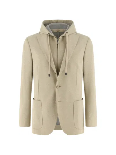 Boggi Milano Madison Detachable-hood Blazer In Neutral