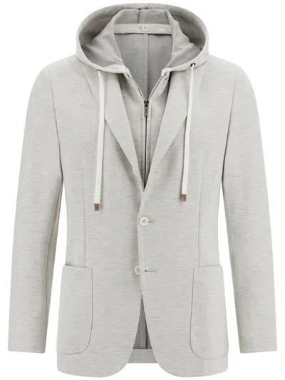 Boggi Milano Madison Cotton Blend Sweatshirt Jacket In Grey