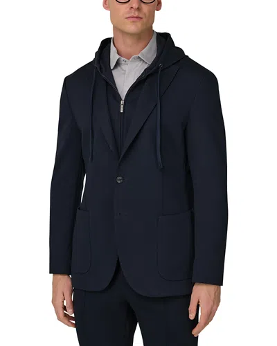 Boggi Milano Madison Sweatshirt Jacket In A Stretch Cotton Blend In Blue