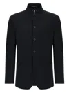 Boggi Milano Mandarin-collar Patch-pocket Blazer In Black