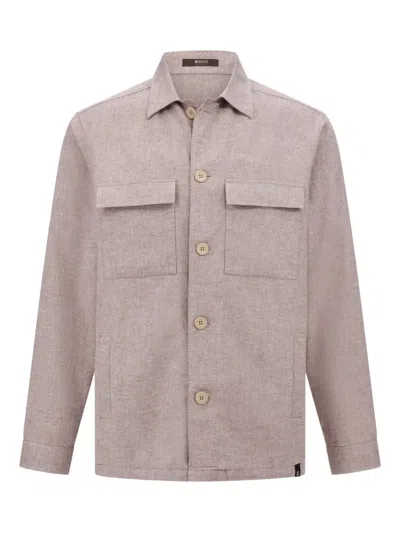 Boggi Milano Link Shirt Jacket In Linen And Cotton In Neutrals