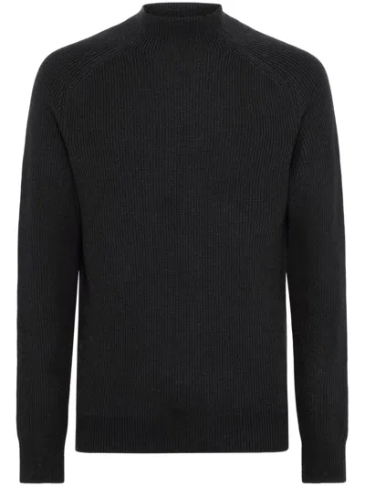 Boggi Milano Merino Round Neck Jumper In Black