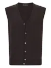 Boggi Milano Merino Wool Mother-of-pearl Button Vest In Brown