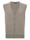 Boggi Milano Merino Wool Mother-of-pearl Button Vest In Gray