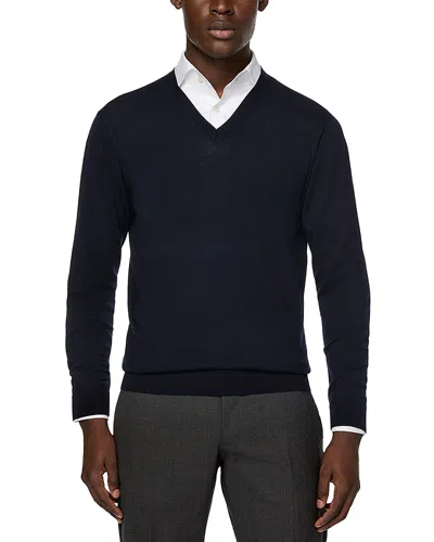 Boggi Milano Merino Wool V-neck Sweater In Blue