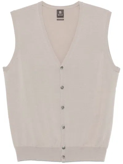 Boggi Milano Merino Wool Vest In Braun