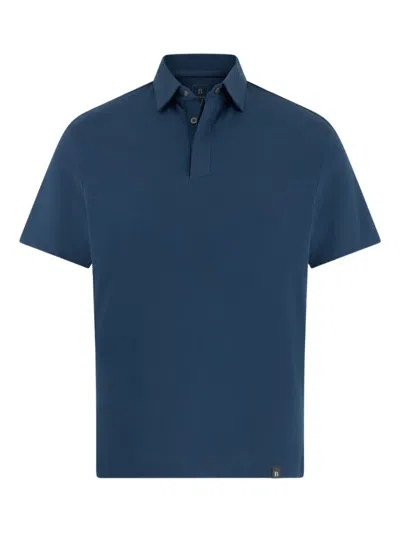 Boggi Milano Metal Press Studs Polo Shirt In Blue