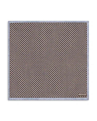 Boggi Milano Micro Geometric Pocket Square In Brown