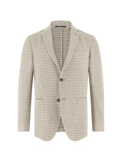 Boggi Milano Micro-patterned Single-breasted Blazer In Neutral