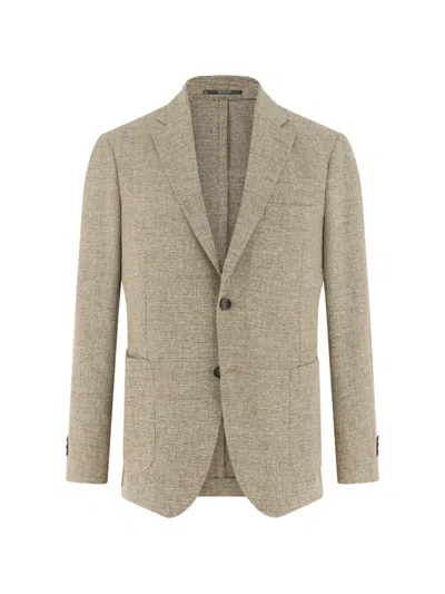 Boggi Milano Micro-textured Single-breasted Blazer In Brown
