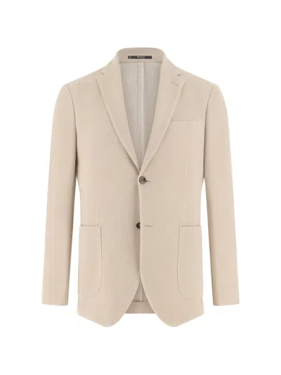 Boggi Milano Micro–textured Patch-pocket Blazer In Neutral