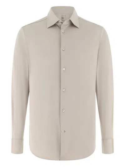 Boggi Milano Mother-of-pearl Button Collar Polo Shirt In Brown