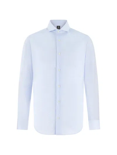 Boggi Milano Naples-collar Slim-fit Shirt In Blue