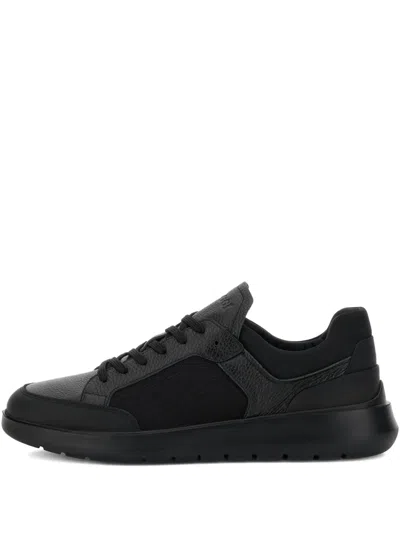 Boggi Milano Nimbus Leather And Technical Fabric Trainers In Black